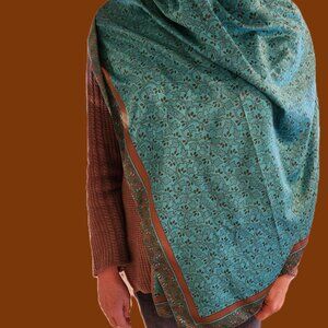 Valentino Garavani Silk Scarf Teal Copper 25"x68"